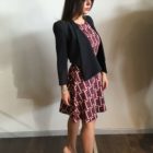 Abito corto a fantasia e giacca nera Lazzari abbigliamento donna Bergamo collezione vestiti autunno inverno 2018-2019