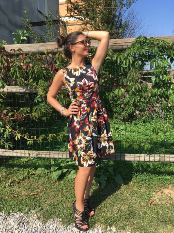 Abito corto a fantasia Lazzari abbigliamento donna Bergamo collezione vestiti autunno inverno 2018-2019