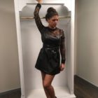 Abito corto nero ecopelle e pizzo Lazzari abbigliamento donna Bergamo collezione vestiti autunno inverno 2018-2019