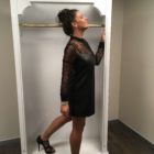 Abito corto nero ecopelle e pizzo Lazzari abbigliamento donna Bergamo collezione vestiti autunno inverno 2018-2019