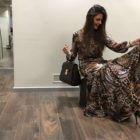Abito lungo animalier e borsa di pelle nera Lazzari abbigliamento donna Bergamo collezione vestiti autunno inverno 2018-2019